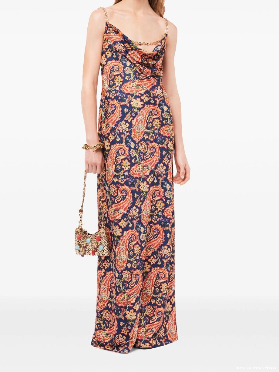 Cheap Women Nuisette Maxi Paisley Rabanne Dress 0413